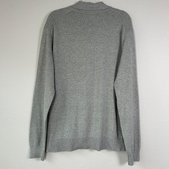 J. Crew Factory men size L cardigan sweater polo gray 100% cotton button front - Picture 8 of 15